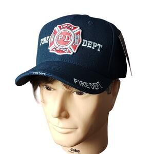 Rapid Dominance Fire Dept Adjustable Hat Mens Navy‎ Blue Embroidered Acrylic